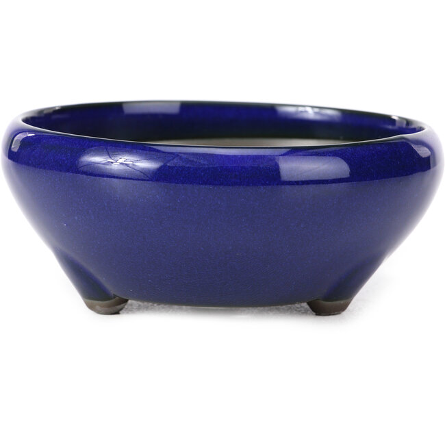 Pot à bonsaï rond bleu par Seto Yaki - 131 x 131 x 54 mm