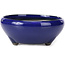 Ronde blauwe bonsaipot van Seto Yaki - 131 x 131 x 54 mm