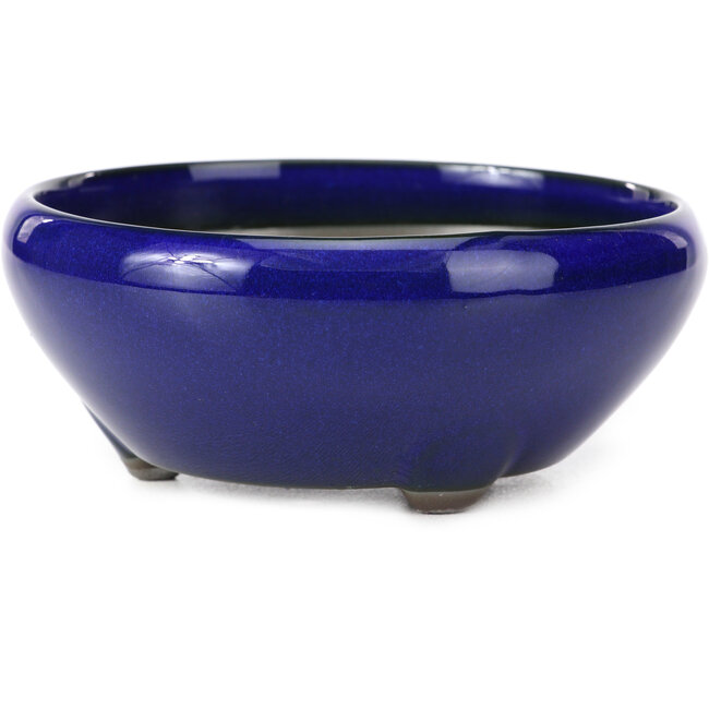 Pot à bonsaï rond bleu par Seto Yaki - 131 x 131 x 54 mm