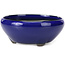 Round blue bonsai pot by Seto Yaki - 131 x 131 x 54 mm