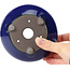 Ronde blauwe bonsaipot van Seto Yaki - 131 x 131 x 54 mm