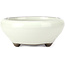 Ronde witte bonsaipot van Seto Yaki - 131 x 131 x 54 mm