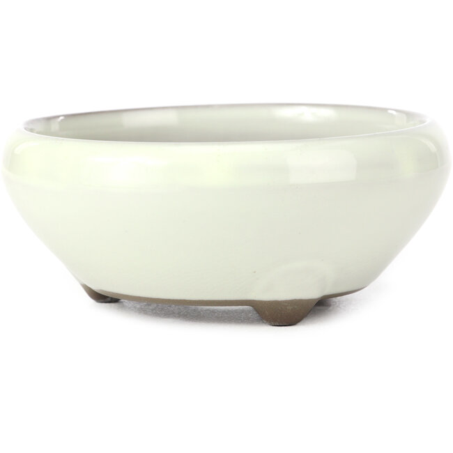 Pot à bonsaï rond blanc par Seto Yaki - 131 x 131 x 54 mm
