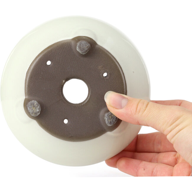 Ronde witte bonsaipot van Seto Yaki - 131 x 131 x 54 mm