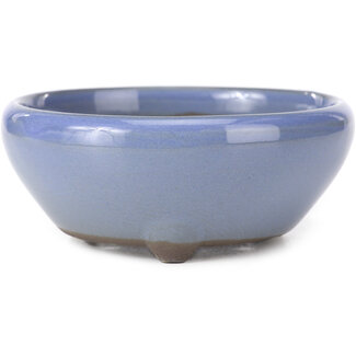 Seto Yaki 109 mm ronde lila blauwe bonsai pot van Seto Yaki, Seto