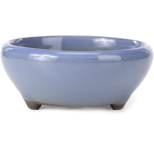 Pot à bonsaï rond bleu lilas par Seto Yaki - 109 x 109 x 42 mm