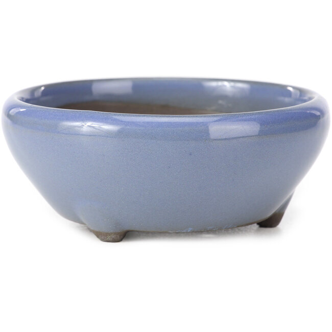 Runde fliederblaue Bonsaischale von Seto Yaki - 109 x 109 x 42 mm