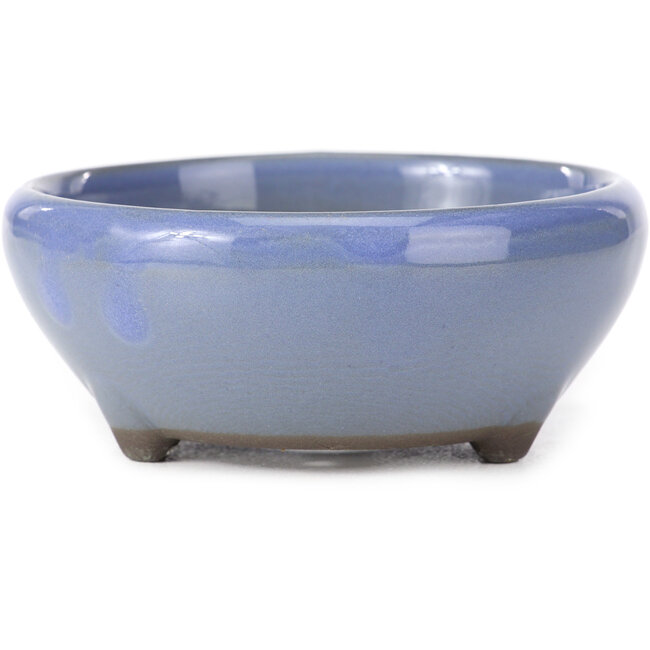 Pot à bonsaï rond bleu lilas par Seto Yaki - 109 x 109 x 42 mm