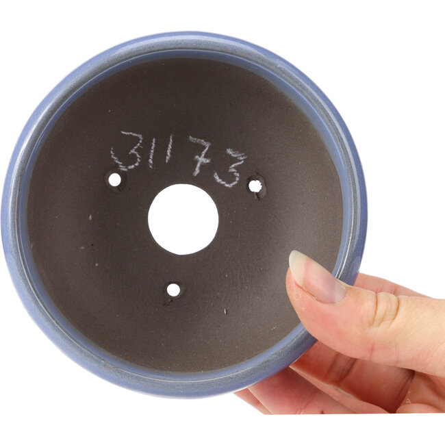 Pot à bonsaï rond bleu lilas par Seto Yaki - 109 x 109 x 42 mm