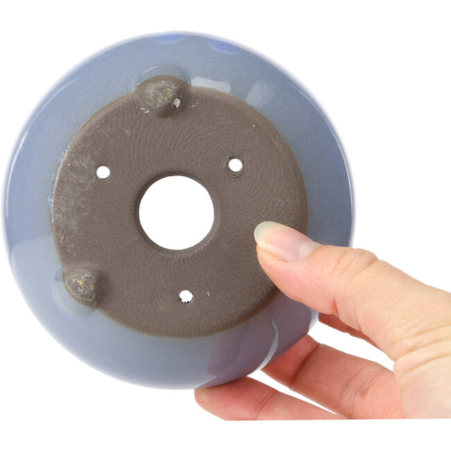 Pot à bonsaï rond bleu lilas par Seto Yaki - 109 x 109 x 42 mm