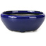 Ronde blauwe bonsaipot van Seto Yaki - 109 x 109 x 42 mm