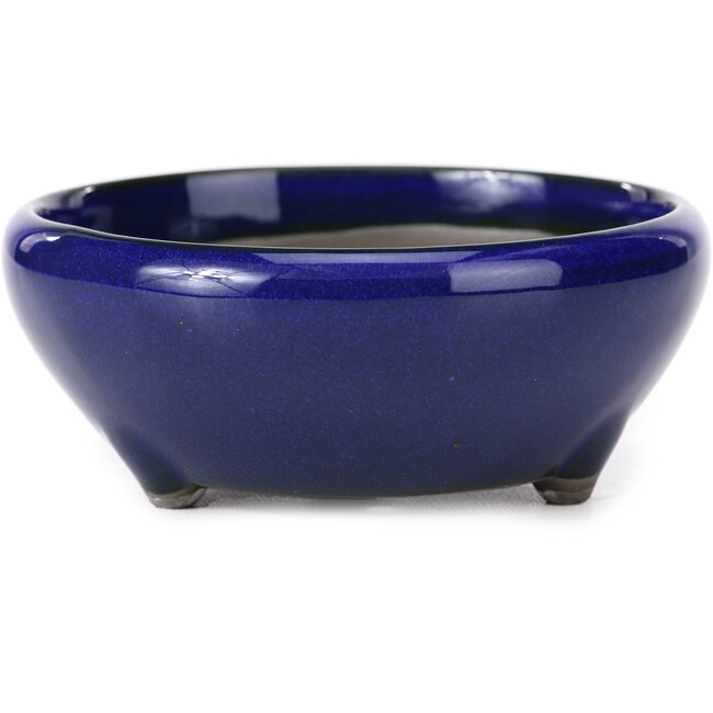 Vaso bonsai rotondo blu di Seto Yaki - 109 x 109 x 42 mm