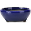 Ronde blauwe bonsaipot van Seto Yaki - 109 x 109 x 42 mm