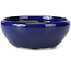 Ronde blauwe bonsaipot van Seto Yaki - 109 x 109 x 42 mm