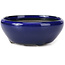 Ronde blauwe bonsaipot van Seto Yaki - 109 x 109 x 42 mm