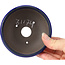 Ronde blauwe bonsaipot van Seto Yaki - 109 x 109 x 42 mm