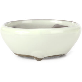 Seto Yaki 109 mm round white bonsai pot by Seto Yaki, Seto