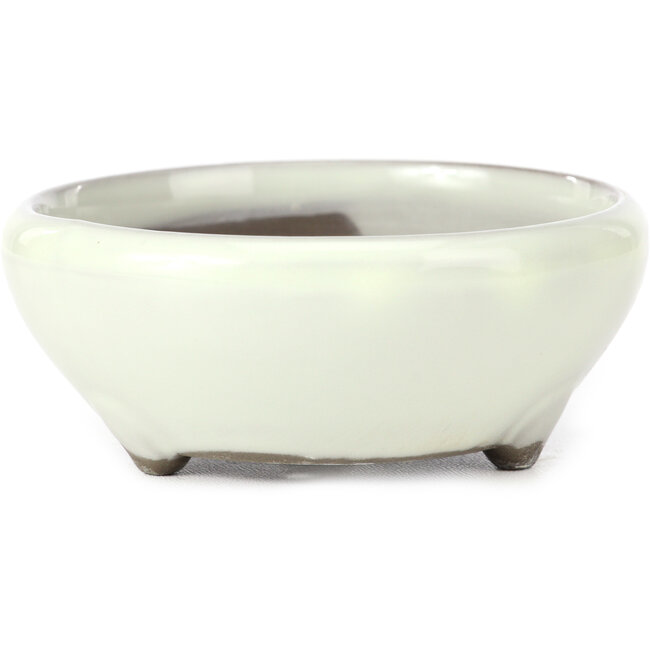 Ronde witte bonsaipot van Seto Yaki - 109 x 109 x 42 mm