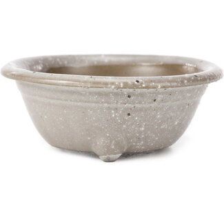 Seto Yaki 114 mm ronde grijs met witte stippen bonsai pot van Seto Yaki, Seto