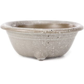 Seto Yaki 114 mm round grey with white dots bonsai pot by Seto Yaki, Seto