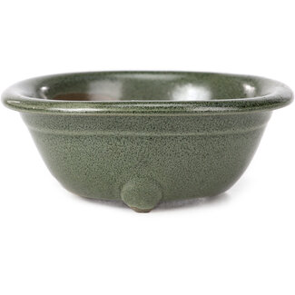 Seto Yaki 114 mm round green bonsai pot by Seto Yaki, Seto