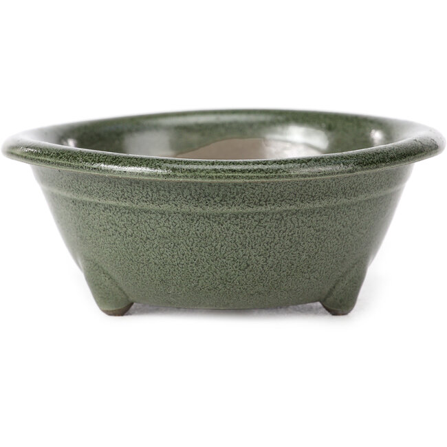 Vaso bonsai rotondo verde di Seto Yaki - 114 x 114 x 44 mm