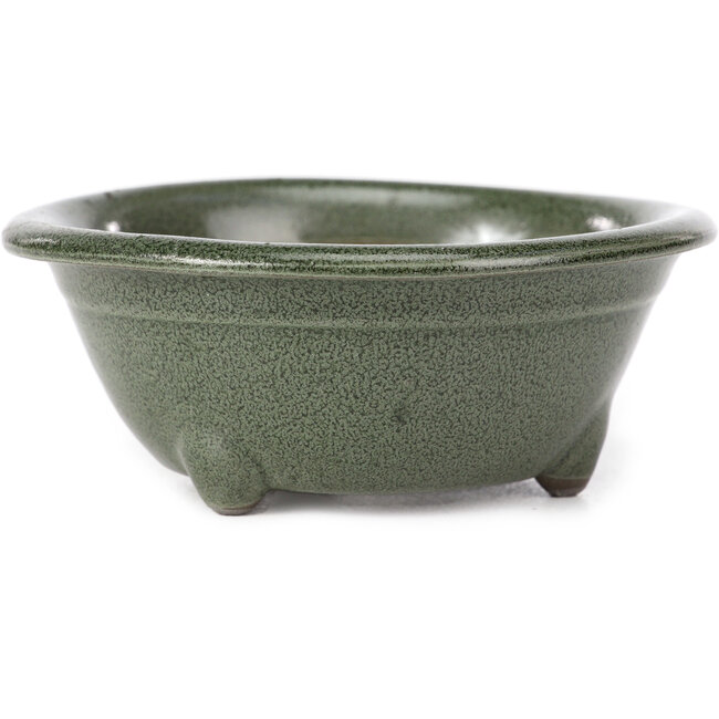 Vaso bonsai rotondo verde di Seto Yaki - 114 x 114 x 44 mm