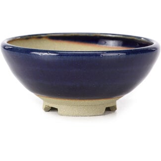 Seto Yaki 79 mm round blue bonsai pot by Seto Yaki, Seto