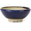 Runde blaue Bonsaischale von Seto Yaki - 79 x 79 x 33 mm