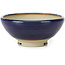 Runde blaue Bonsaischale von Seto Yaki - 79 x 79 x 33 mm