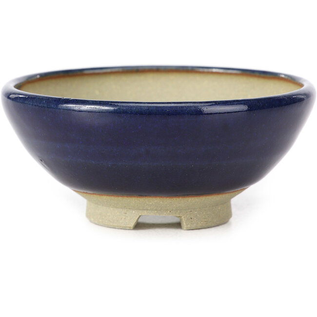 Vaso bonsai rotondo blu di Seto Yaki - 79 x 79 x 33 mm