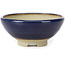 Runde blaue Bonsaischale von Seto Yaki - 79 x 79 x 33 mm