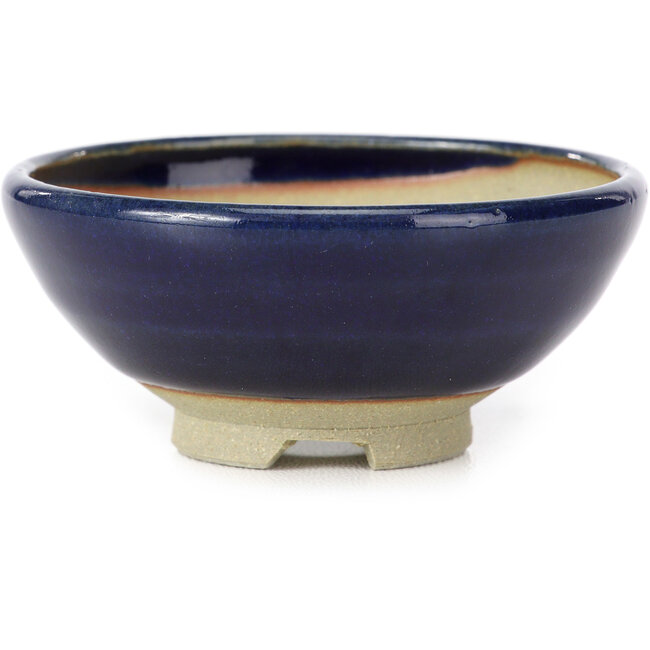 Maceta de bonsái redonda azul de Seto Yaki - 79 x 79 x 33 mm