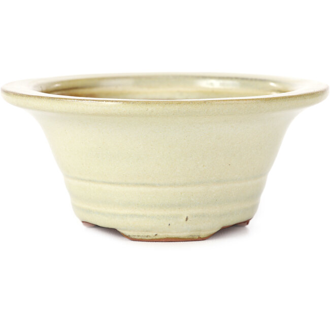 Round beige bonsai pot - 133 x 133 x 61 mm