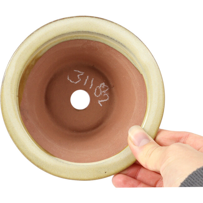 Maceta de bonsái redonda beige - 133 x 133 x 61 mm