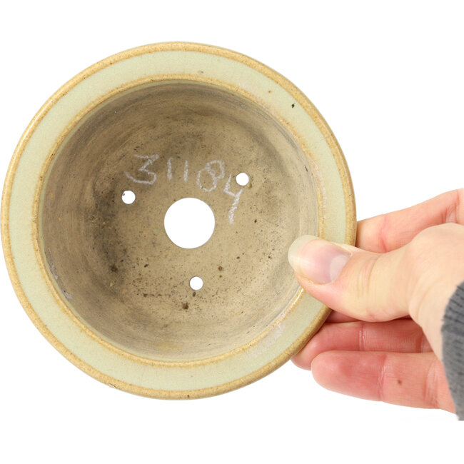 Ronde beige bonsaipot - 112 x 112 x 49 mm