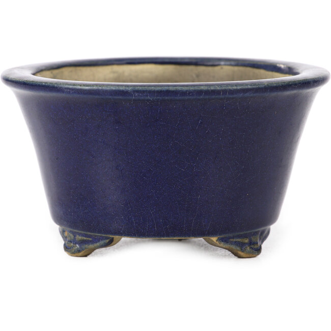 Round blue bonsai pot - 107 x 107 x 59 mm