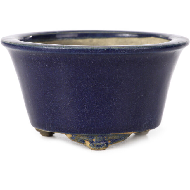 Round blue bonsai pot - 107 x 107 x 59 mm