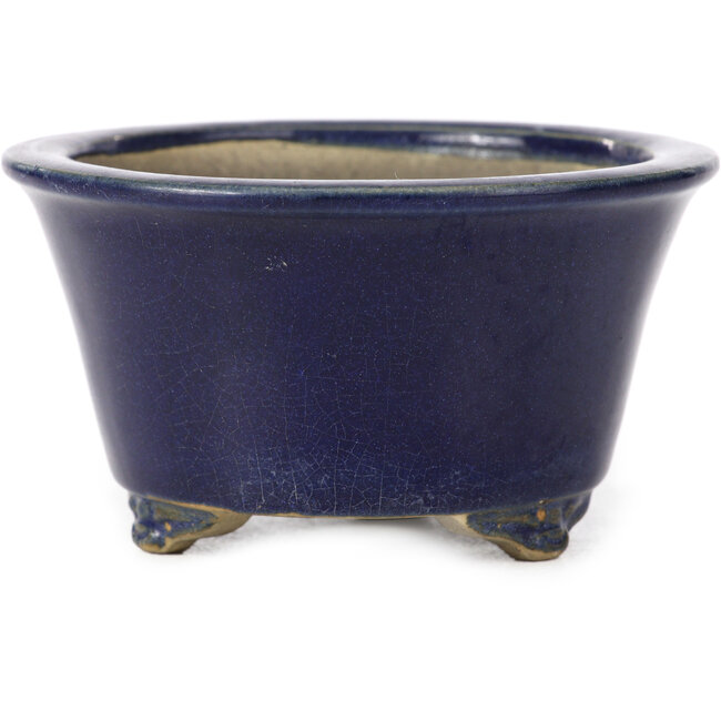 Round blue bonsai pot - 107 x 107 x 59 mm