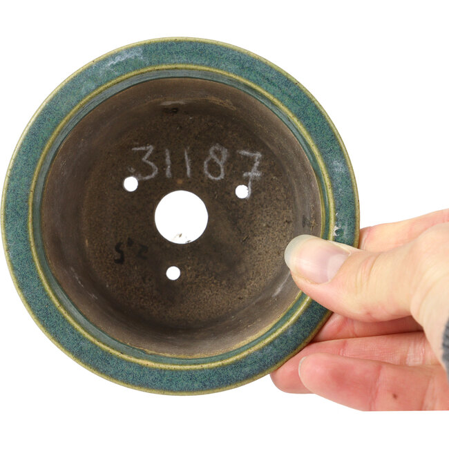 Round ocean green bonsai pot - 108 x 108 x 57 mm