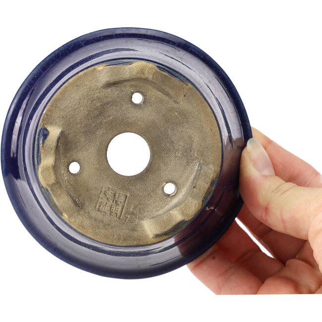 Pot à bonsaï rond bleu - 107 x 107 x 59 mm