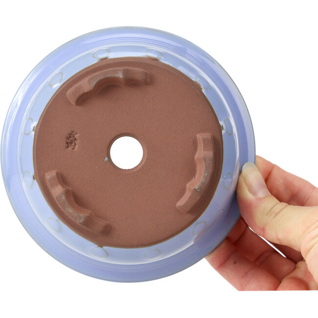 Pot à bonsaï rond bleu lilas par Seto Yaki - 128 x 128 x 52 mm