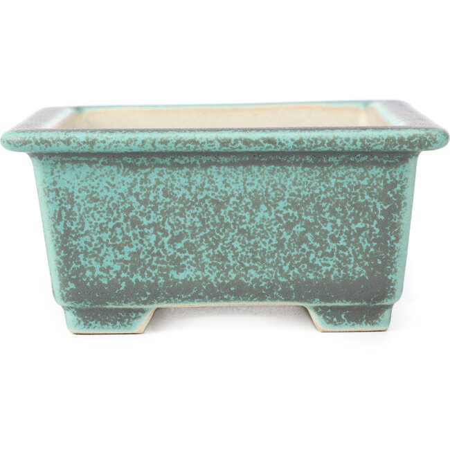 Rectangular green and grey bonsai pot - 145 x 114 x 53 mm