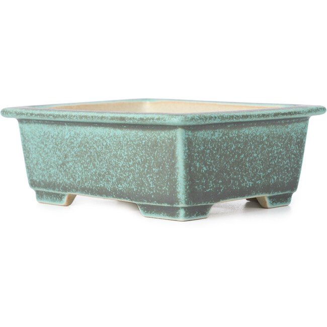Pot à bonsaï rectangulaire vert et gris - 145 x 114 x 53 mm