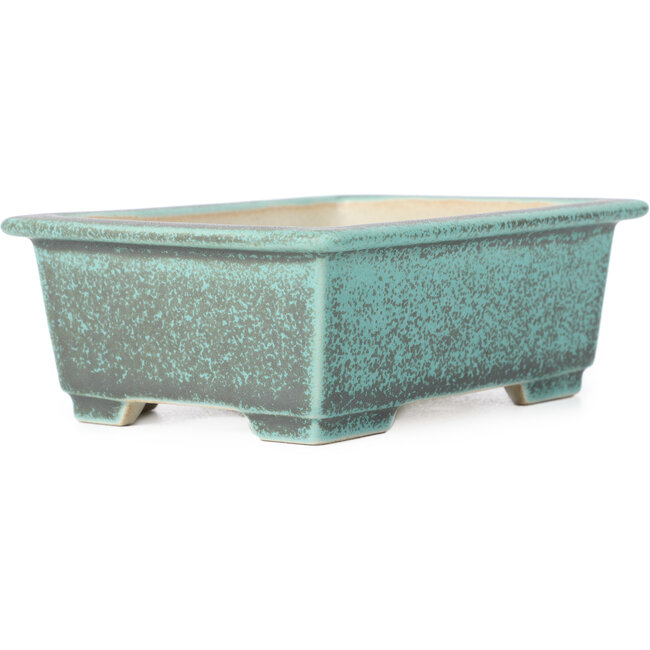 Rectangular green and grey bonsai pot - 145 x 114 x 53 mm