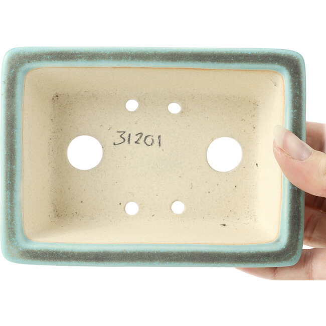 Pot à bonsaï rectangulaire bleu - 141 x 100 x 39 mm