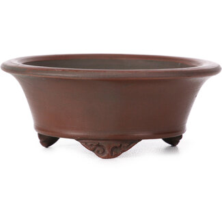 Bigei - Hirata Atsumi 83 mm round unglazed bonsai pot by Bigei, Tokoname, Japan