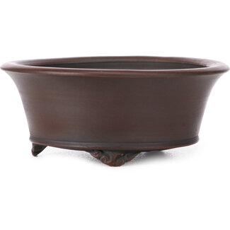 Bigei - Hirata Atsumi 96 mm round unglazed bonsai pot by Bigei, Tokoname, Japan