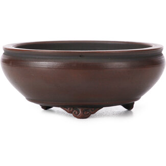 Bigei - Hirata Atsumi 92 mm round unglazed bonsai pot by Bigei, Tokoname, Japan