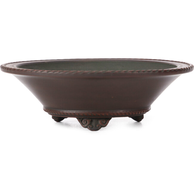 Ronde ongeglazuurde bonsai pot van Bigei - 158 x 158 x 53 mm